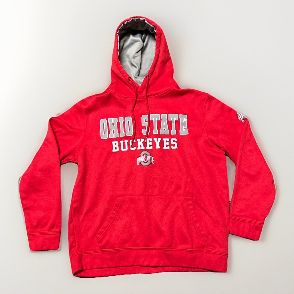 Ohio‎ State Buckeyes Red Hoodie Pullover Medium Scarlet & Gray Colliseum